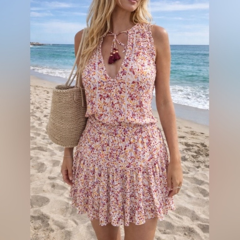 POUPETTE ST BARTH Clara Floral Ruffled Mini Dress Women’s Sz XS